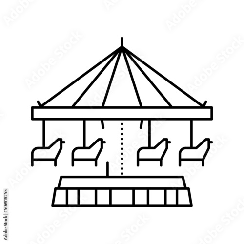 carousel amusement park line icon vector illustration