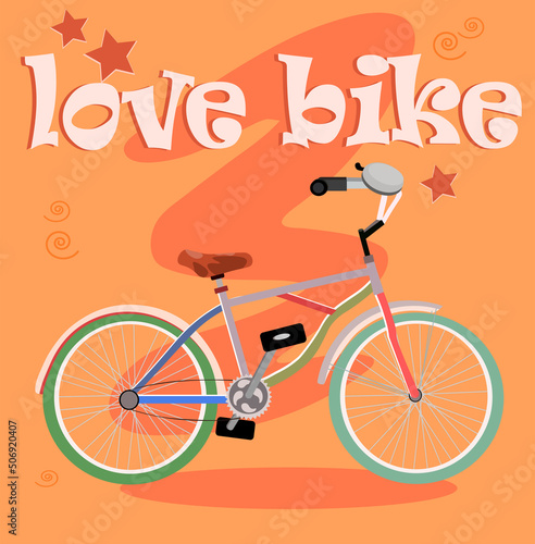 love bike picture on orange background