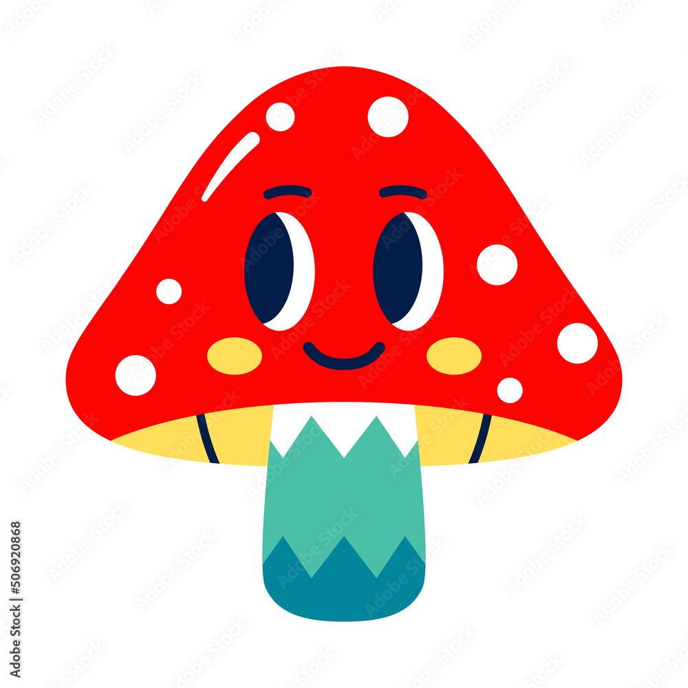 Obraz premium Isolated colored happy mushroom emote Vector illustration