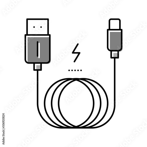 charging cable color icon vector illustration