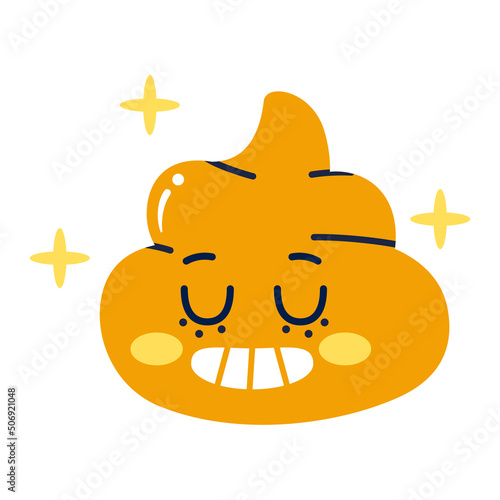 Isolated colored happy poop emote Vector illustration