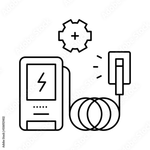 ev charger installation line icon vector illustration