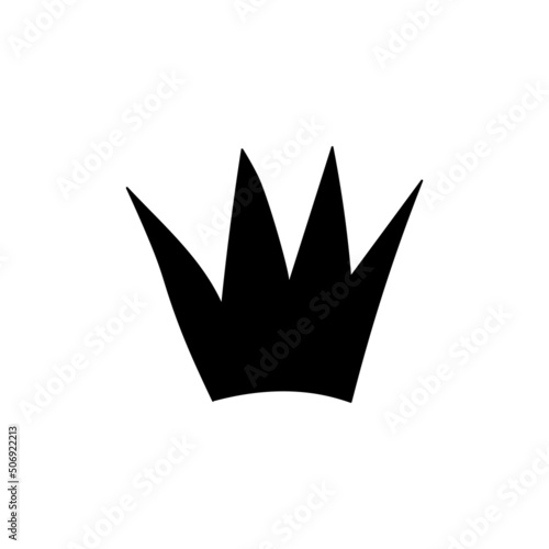Crown logo graffiti icon. Black icon isolated on white background. Doodle vector illustration. Queen royal princess symbol. Outline design for drawing greeting cards, promotional items for girl,women