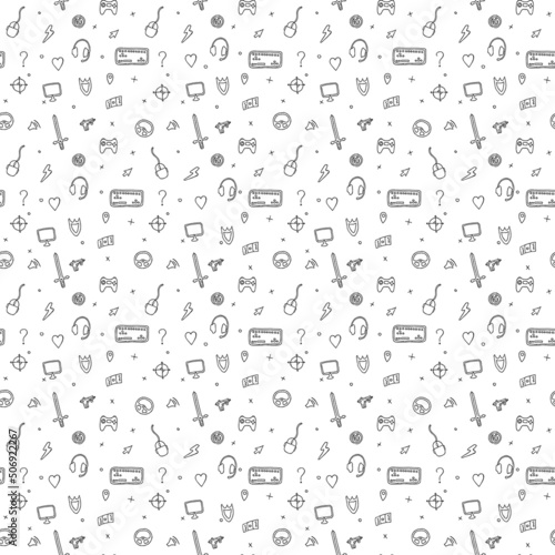 seamless pattern with gaming icons. gaming vector icons