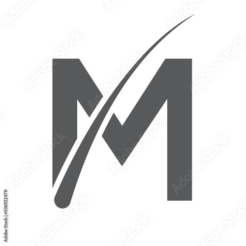 Hair treatment logo on M Letter vector template. Dermatology logo design, Hair care treatment. Anti-dandruff flakes icon for shampoo. Anti-dandruff oil design