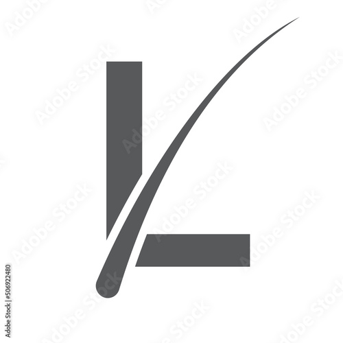 Hair treatment logo on L Letter vector template. Dermatology logo design, Hair care treatment. Anti-dandruff flakes icon for shampoo. Anti-dandruff oil design