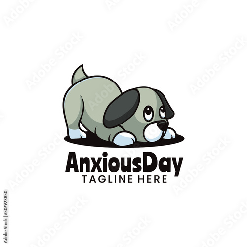 Vector Logo Illustration Anxious Day Mascot Cartoon Style.