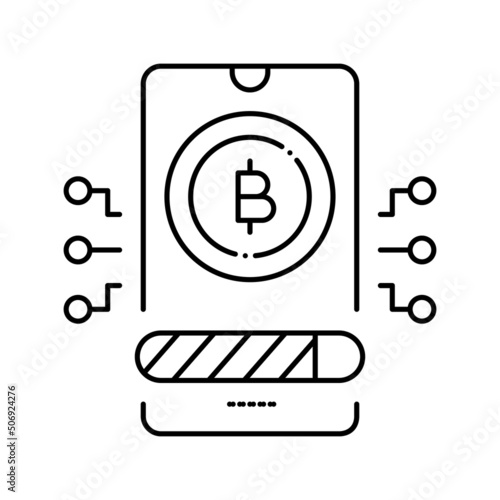 payment cryptocurrency phone app line icon vector illustration