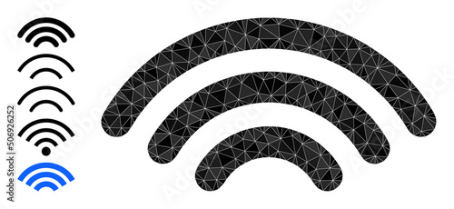 Vector low-poly hotspot signal icon illustration is combined with randomized filled triangles. Triangulated hotspot signal polygonal symbol vector illustration.