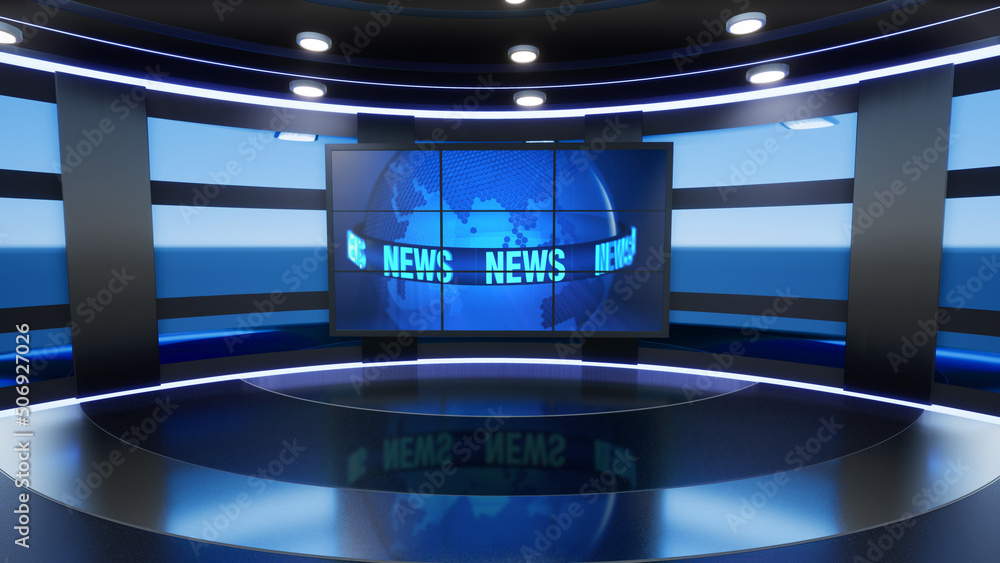 News Studio, Backdrop For TV Shows .TV On Wall.3D Virtual News Studio ...