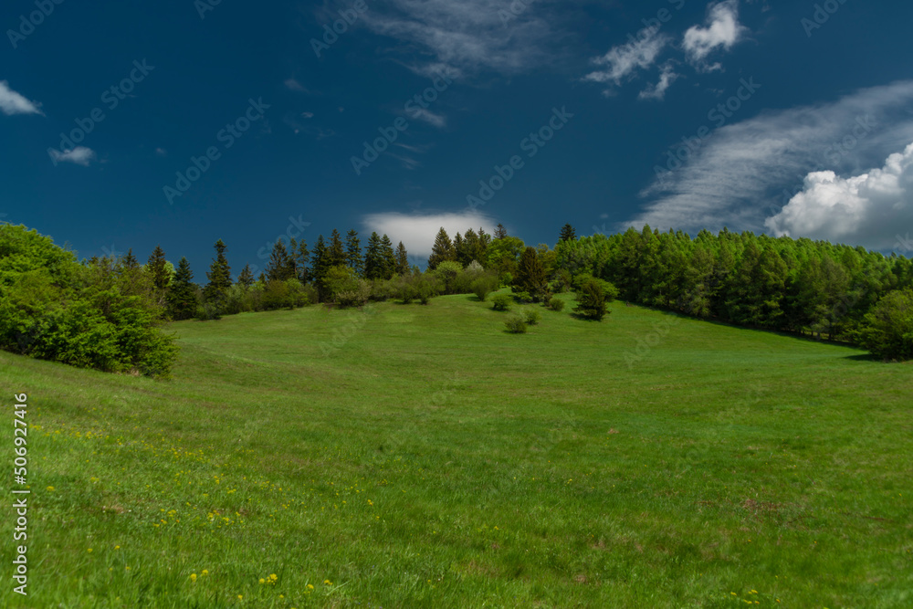 Landscape near Banska Stiavnica town in sping fresh color morning Landscape near Banska Stiavnica town in sping fresh color morning