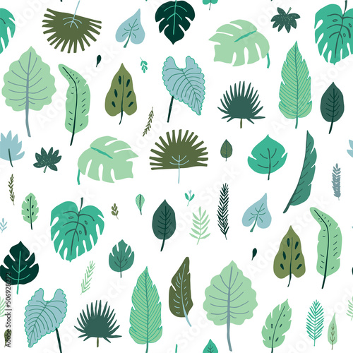 Tropical palm leaves vector seamless pattern.