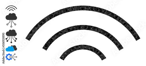 Vector low-poly wireless signal icon image is constructed with scattered filled triangle items. Triangle wireless signal polygonal icon vector illustration.