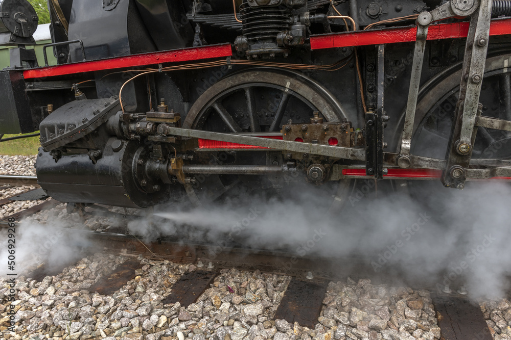 Steam locomotive of Rhine Tourist Railway in spring. Steam locomotive of Rhine Tourist Railway in spring.