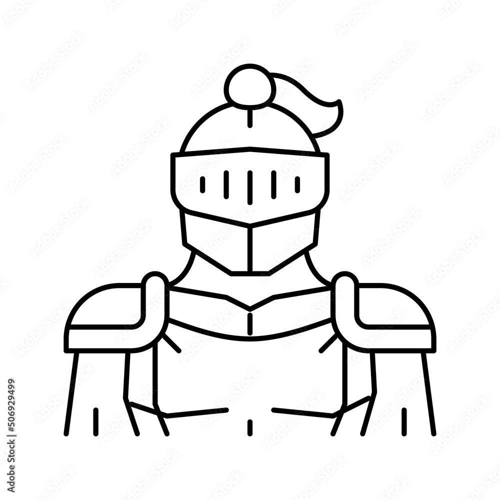 knight fairy tale line icon vector illustration