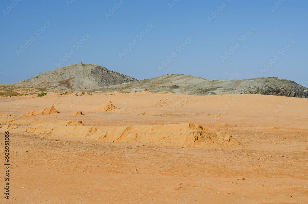 Landscape in the Colombian Guajira desert. Copy space.