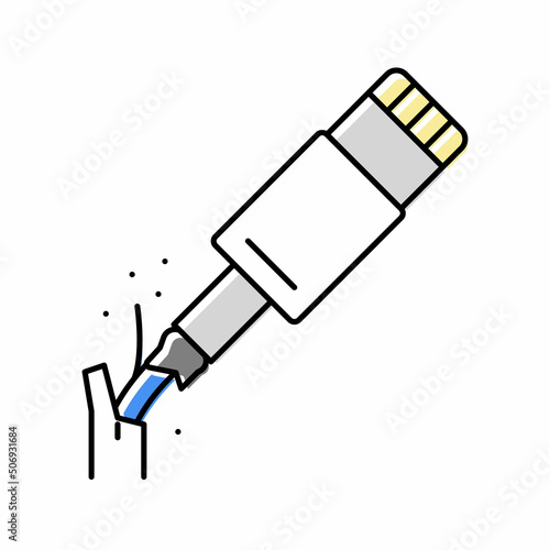 broken cable charger color icon vector illustration