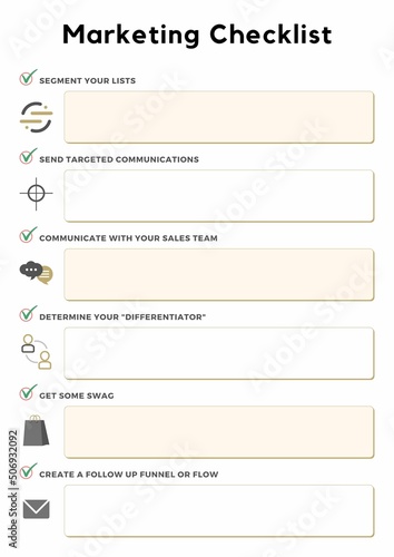 Minimal Marketing Checklist Planner Sheet. Business Marketing Checklist Planner Template Sheet. © LaxmiOwl