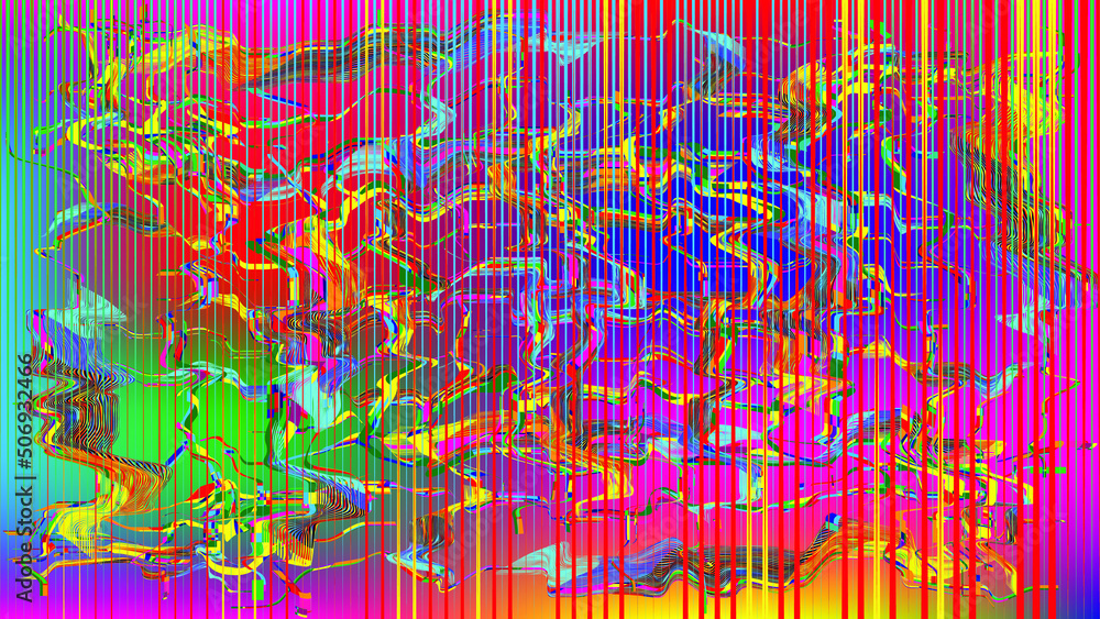 Glitch distorted geometric background . Modern art design . Noise destroyed glitched poster . Trendy defect error background with speed lines  .Glitch effect .vector 