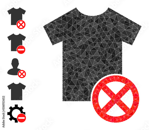 Vector low-poly reject dress icon illustration combined with scattered filled triangles. Triangulated reject dress polygonal icon vector illustration.