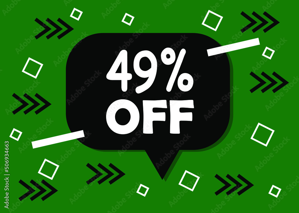 49 percent discount badge for promo design. Poster badge in black and green. Business design. Vector illustration. 49 percent discount badge for promo design. Poster badge in black and green. Business design. Vector illustration.