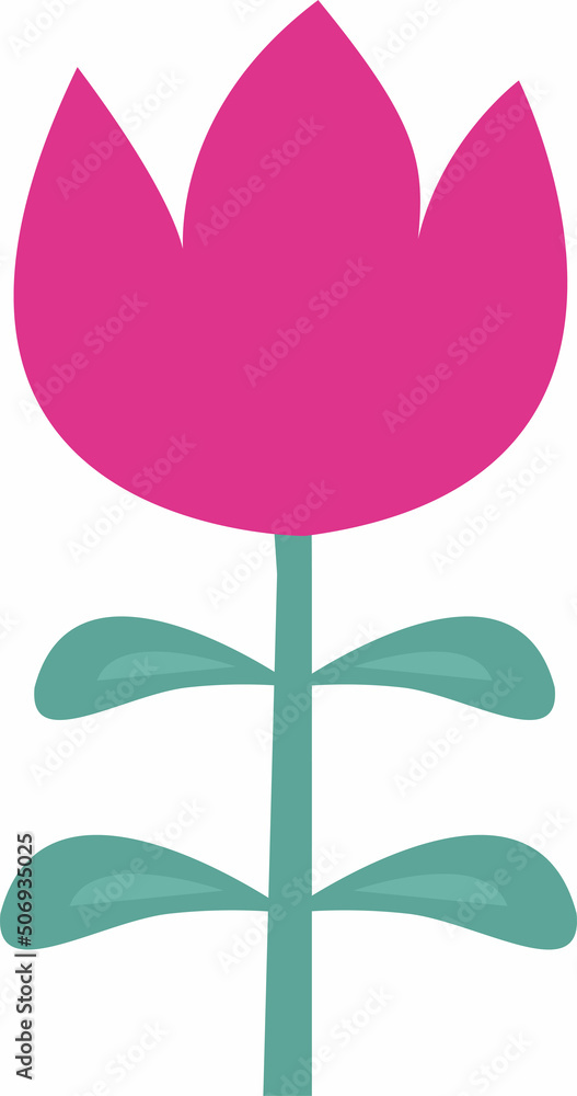 Vector tulip flower highlighted .Stylized flower