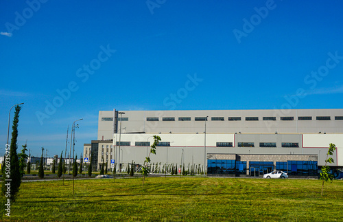A factory building on the outskirts of the city