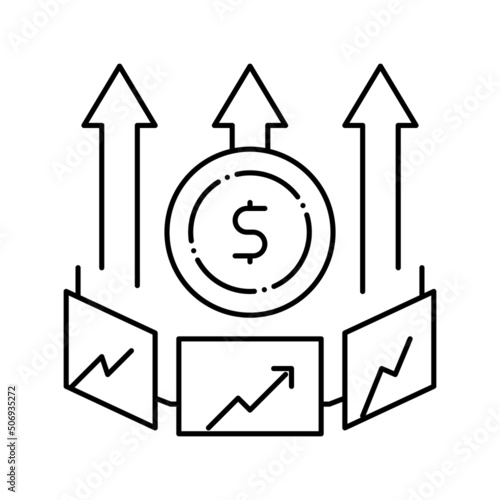 market inflation line icon vector illustration