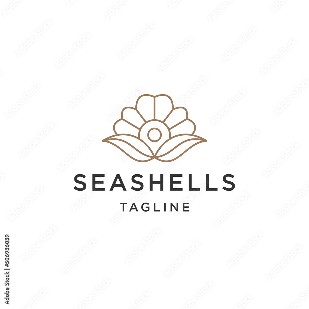 Fototapeta premium Sea shell line logo icon design template flat vector
