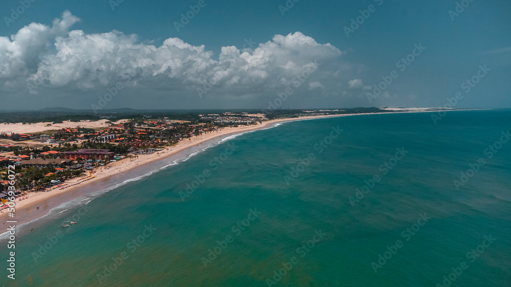 Praia Paraíso Tropical Dunas Mar Cumbuco Ceará Nordeste Brasil Vila Pescadores Pitoresco Paisagem Cênica Vento Energia Eólica 
