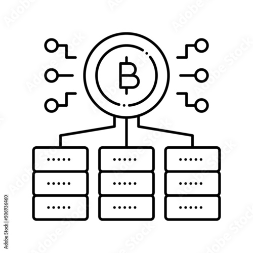 mining cryptocurrency line icon vector illustration