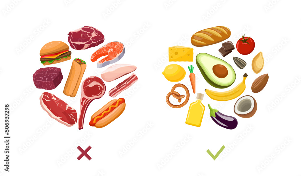 Vetor de Don't eat meat illustration. No meat. Flat vector illustration