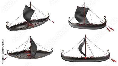 Billede på lærred ancient sailing ship on white background isolate 3d rendering illustration