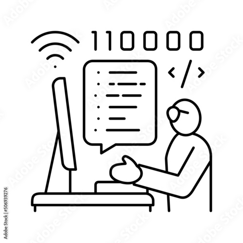 developer freelance line icon vector illustration