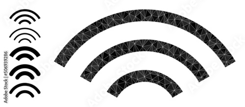 Vector triangulated broadcasting waves icon illustration is combined of chaotic filled triangle items. Triangle broadcasting waves polygonal icon vector illustration.