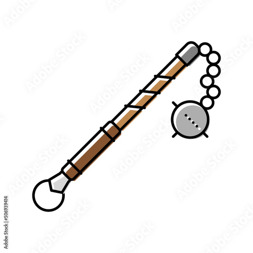 flail medieval weapon color icon vector illustration