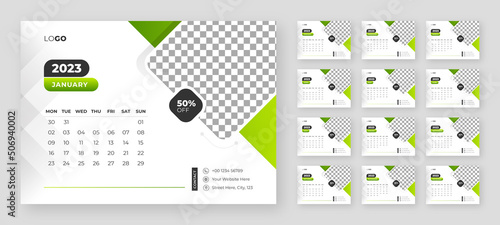 Monthly calendar for 2023 year. Week Starts on Monday.