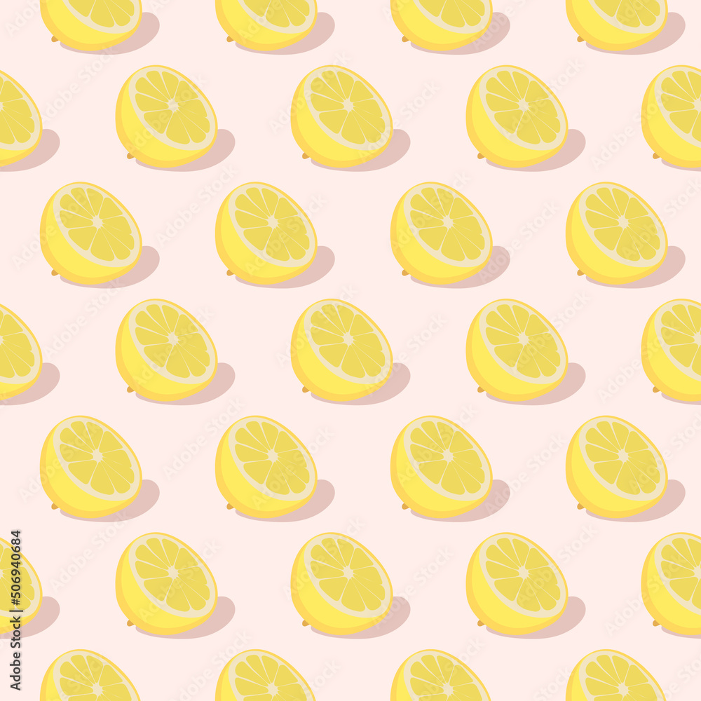 Lemon slices on pink illustration vector seamless pattern Lemon slices on pink illustration vector seamless pattern