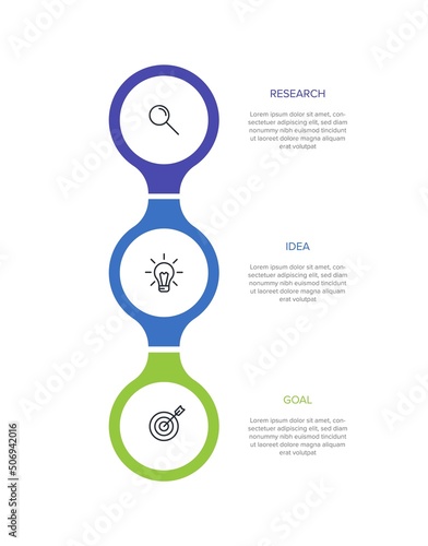 Vertical infographic design with icons and 3 options or steps. Thin line. Infographics business concept. Can be used for info graphics, flow charts, presentations, mobile web sites, printed materials.