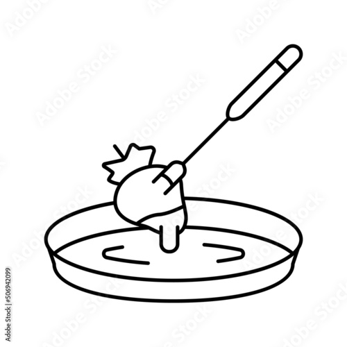 strawberry fondue line icon vector illustration