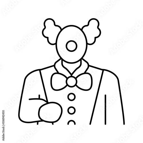 clown amusement park worker line icon vector illustration