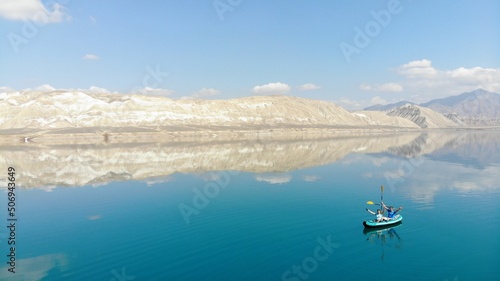 Landscape; lake; reservoir; toktogul; Kyrgyzstan photo