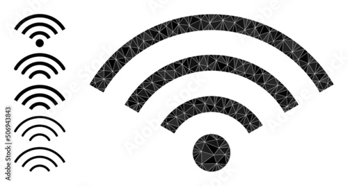 Vector low-poly internet signal icon illustration is designed from random filled triangles. Triangulated internet signal polygonal symbol vector illustration.