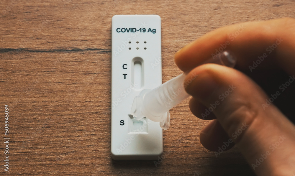 Express COVID19 antigen nasal test kit. Stock Photo Adobe Stock