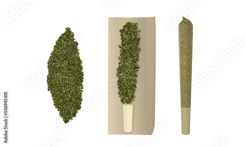 Vector Cannabis CBD Joint or Pre Roll with Shake Paper and Filter photo