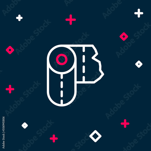 Line Paper towel roll icon isolated on blue background. Colorful outline concept. Vector