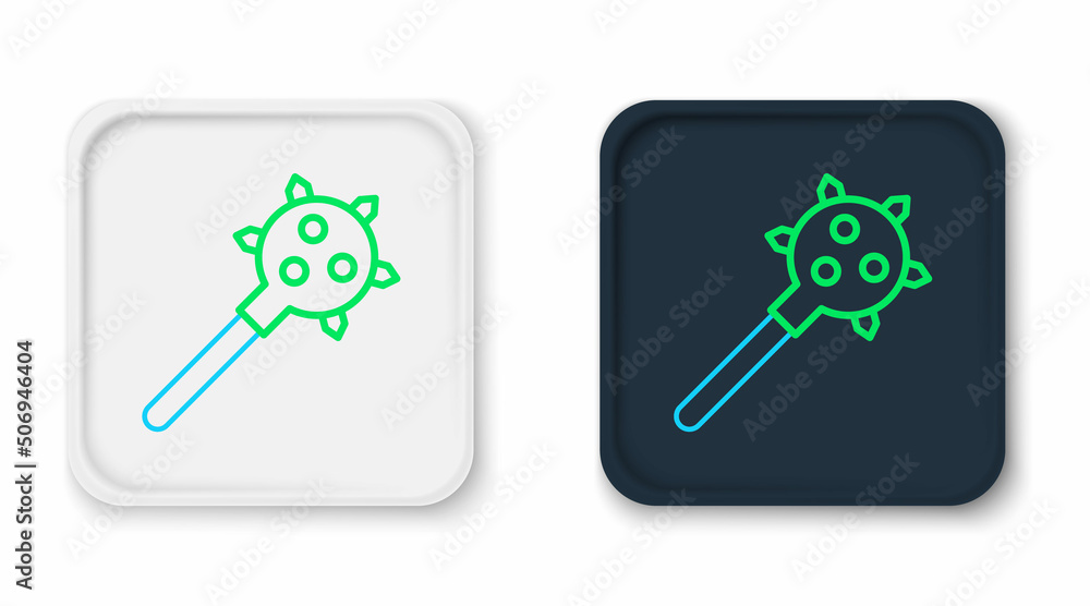 Line Medieval chained mace ball icon isolated on white background. Morgenstern medieval weapon or mace with spikes. Colorful outline concept. Vector Line Medieval chained mace ball icon isolated on white background. Morgenstern medieval weapon or mace with spikes. Colorful outline concept. Vector