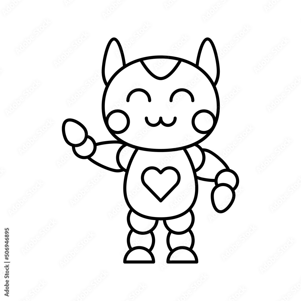 cute robot line icon vector illustration cute robot line icon vector illustration