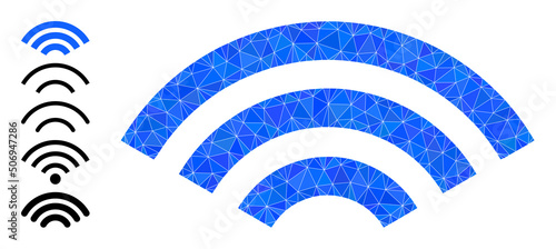 Vector low-poly online signal icon illustration constructed of random filled triangle parts. Triangle online signal polygonal icon vector illustration.