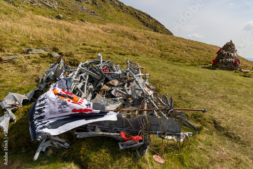 Wreckage of a Royal Canadian Air Force Wellington bomber (R1465) on a remote Welsh hillside photo